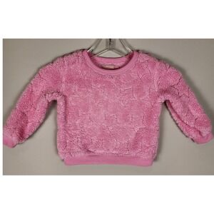 BCBG Girls Fuzzy Pink Textured Long‎ Sleeve Sweatshirt Top Kids Size 2T